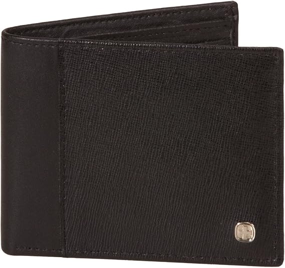 Men's Swiss Gear Saffiano Bifold RFID Blocking Genuine Leather Wallet