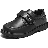GINNI Boys Dress Shoes Boys Loafers with Adjustable Hook and Loop School Shoes with Anti-Collision Toe Cap Casual Oxford Shoe for Toddler/Little/Big Kid