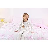 Coquette Pink Bow Comforter Set 7 Piece Full Size,Kids Bowknot Bed in a Bag,Soft Microfiber Bedding for Girls,All Season Reversible Bedding with Sheet,Pillowcases,Cushion Covers,Princess Bedroom Decor