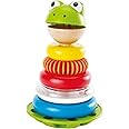 Hape Mr. Frog Stacking Rings | Multicolor Wooden Ring Stacker Play Set, Educational Toy for Children