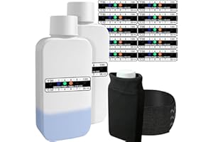 SHISHUYU 3oz Urine Test Complete Kit Includes 2 Translucent Portable Travel Empty Bottles, Adhesive Temperature Test Strips,1 Neoprene Bag and 1 Hi-Stretch Hidden Leg Straps