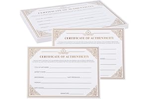24 Pieces 5 x 7 Inch Certificate of Authenticity for Artwork Premium Certificates for Certificate Holders Valuations Collecti