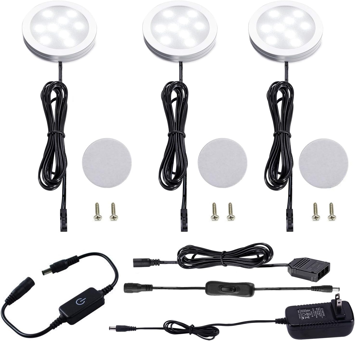 Aiboo Under LED Puck Lighting Kit with Touch Dimmer Switch for