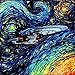 Star Trek Inspired Art - Poster print - Starship Enterprise - Space - van Gogh Never Boldly Went - Art by Aja 8x8, 10x10, 12x12, 20x20, 24x24 inch sizes