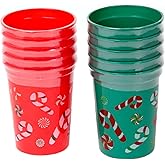 Chef Craft Select Plastic Christmas Cup Set, 10 ounce capacity 5 piece set, Color May Vary