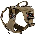ICEFANG GN8 Tactical Dog Harness with 4X Metal Buckles for Large Sized Dogs,Reflective in Training Walking K9 Vest,No-Pull Front Leash Clip,Adjustable Pet Harness (Brown, Large (Pack of 1))