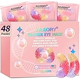 AILEORY Under Eye Patches (48 Pairs) - Tri-color Glitter Eye Gel Pads for Dark Circles, Puffy Eyes, Under eye Bags, Wrinkles | Natural Collagen Under Eye Mask Patches, Gel Under Eye Patches