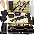 Alas Sushi Making Kit- Complete Sushi Making Kit for Beginners & Pros Sushi Makers, Perfect Sushi Making Kitchen Accessories Like Sushi Knife, 2 Sushi Mats, Rice Bazooka, Dipping Plate, & More (Black)