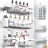 NESOMI Shower Caddy Adhesive Shower Organizer 8-Pack, Rustproof Stainless Steel Bathroom Shelves, Large Capacity No-Drill Rack Storage Accessories with Soap Dish Toothbrush Holder Hooks