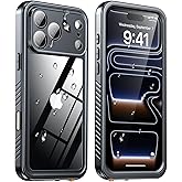 ANTSHARE for iPhone 17 Pro Max Case, IP68 Waterproof Shockproof Case, [Built-in Screen Protector] - 12 FT Military Dropproof - Full Body Heavy Duty Rugged Phone Cover 6.9 inches - Black/Clear