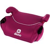 Diono Solana, No Latch, Single Backless Booster Car Seat, Lightweight, Machine Washable Covers, Cup Holders, Pink