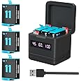 TOMSHEIR Hero 9/10/11/12 Battery 3-Pack 2000mAh and USB Storage Fast Charger Fully Compatible with Gopro Hero 9 10 11 12 Black Official with High Speed Micro SD Card Reader Function