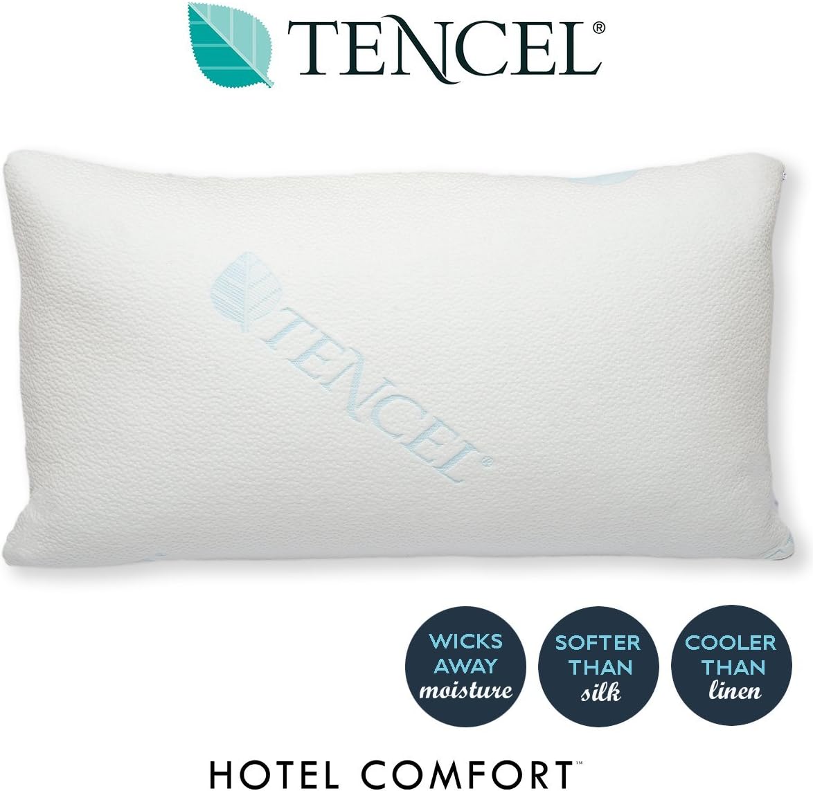 Hotel Comfort Premium Tencel Bamboo Memory Foam Pillow Ultra Cool Hypoallergenic Washable Bamboo Cover USA Designed (King)