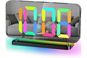 SZELAM Alarm Clock for Heavy Sleepers Adults,7.4” Digital Clocks Large Display,with USB C Port,RGB Night Light,5 Levels Volume,Auto Dimmer,LED Desk Clock for Bedroom Decor - Black