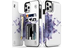 LETO for iPhone 13 Pro Max Case,Luxury Flip Folio Leather Wallet Case Cover with Fashion Designs for Girls Women,Card Slots Protective Phone Case for iPhone 13 Pro Max 6.7" Blooming Purple Flower