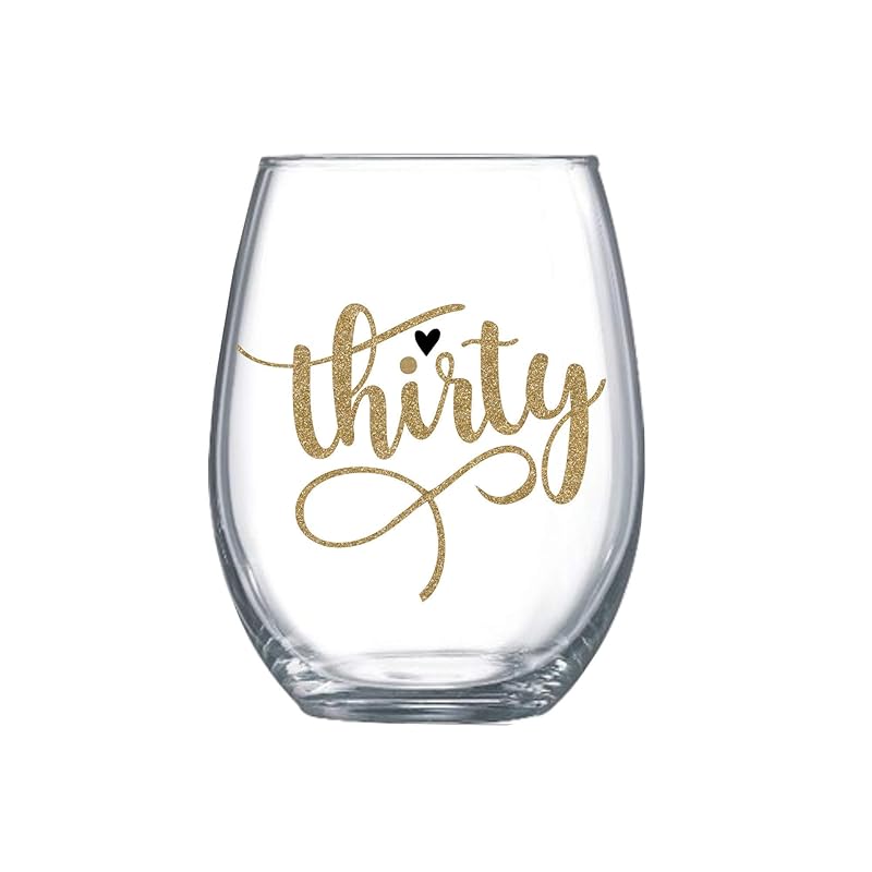 Download Thirty Stemless Wine Glass Gold 30th Birthday Gift For Women 0008 Handmade Amazon Com