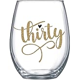 Thirty Stemless Wine Glass Gold 30th Birthday Gift for Women 0008