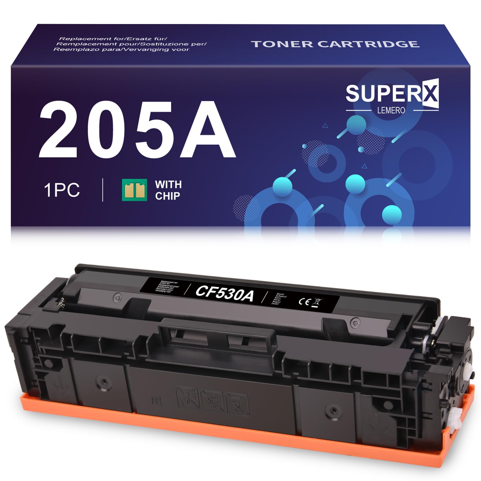 LEMERO SUPERX 205A Compatible for HP 205A CF530A Toner Cartridges for HP Color LaserJet pro M154A M154NW MFP M181FW M180N M180 M180NW M181 Printer (1x Black)