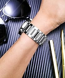 BINLUN Thick Stainless Steel Watch Band Metal Heavy