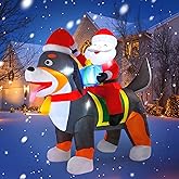 Koncifun 7.2 FT Christmas Inflatables Yard Decorations Outdoor Santa Claus Riding Dog, Built-in LED Lights, Christmas Blow Up for Outdoor, Yard, Roof, Lawn