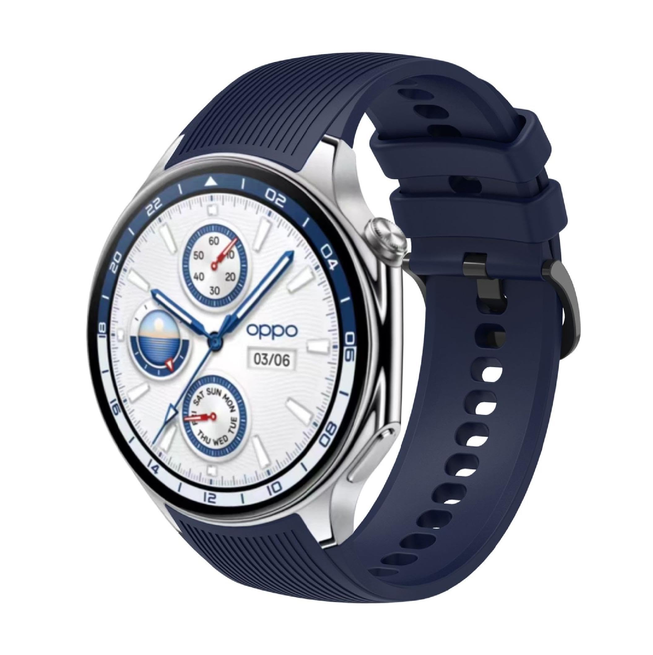 GIOPUEY Strap Compatible with OnePlus Watch 3/2/2R, Soft silicone Watch Strap, Strap Replacement [Wear-resistant] [breathable] - midnight blue