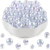 HHCFAST 600Pcs 10mm 8mm 6mm Acrylic Round Beads for Jewelry Making, AB Colors Acrylic Spacer Beads for Earring Necklace Bracelet and DIY Crafts