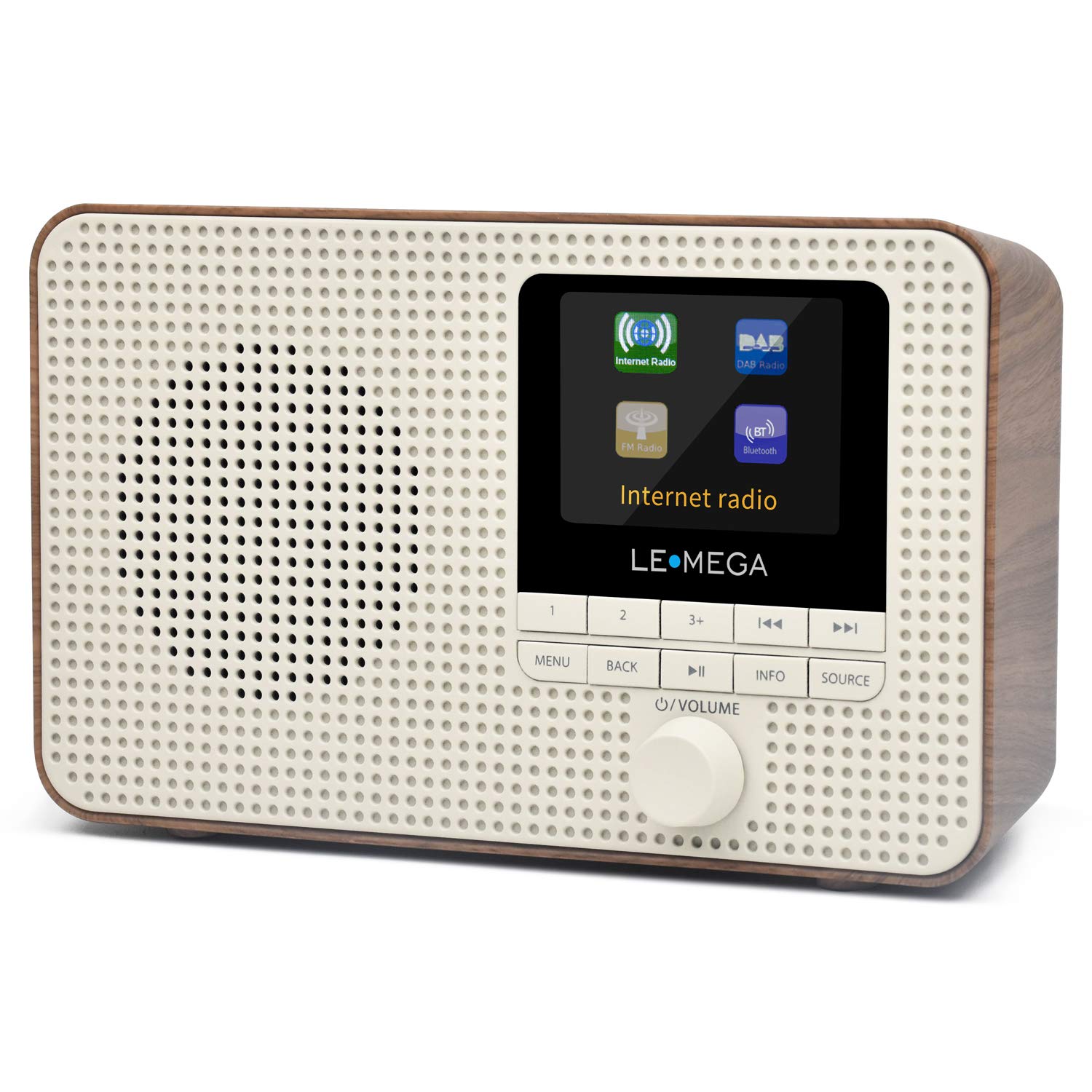 Internet Radio with DAB | Portable DAB+ Bluetooth Radio | Digital Radios Mains and Battery 12hr Play | FM,Podcast Player,Dual Alarm | 60 Presets,Headphone Jack, Colour Display | LEMEGA IR1 Walnut