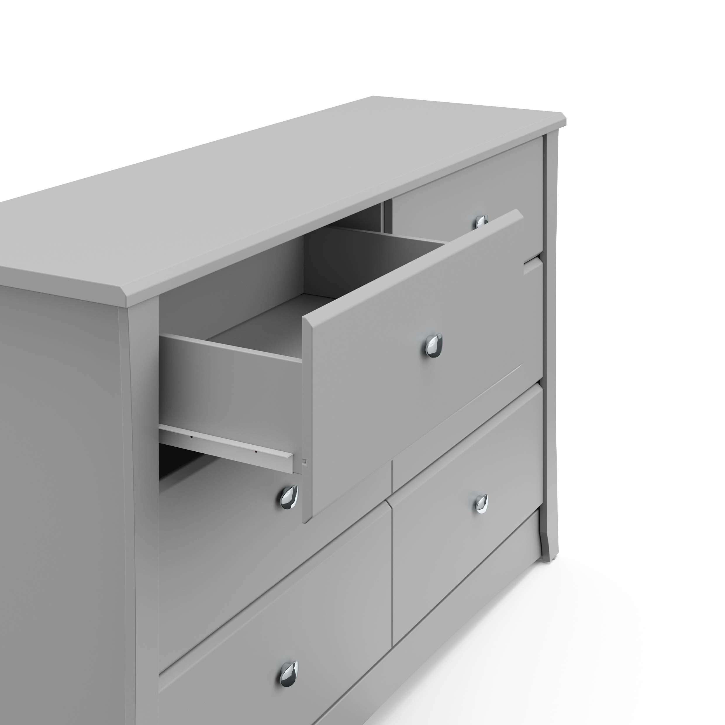 Storkcraft Crescent 6 Drawer Double Dresser (Pebble Gray) GREENGUARD