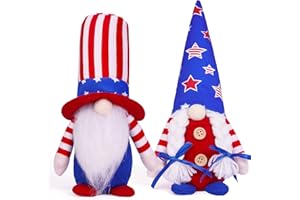 ALLYORS 2PCS 4th of July Gnome Patriotic Gnomes Plush Independece Gnomes Decorations Couple Handmade Swedish Tomte Gnomes Ornaments for Patriotic Party Table Decoration Tiered Tray