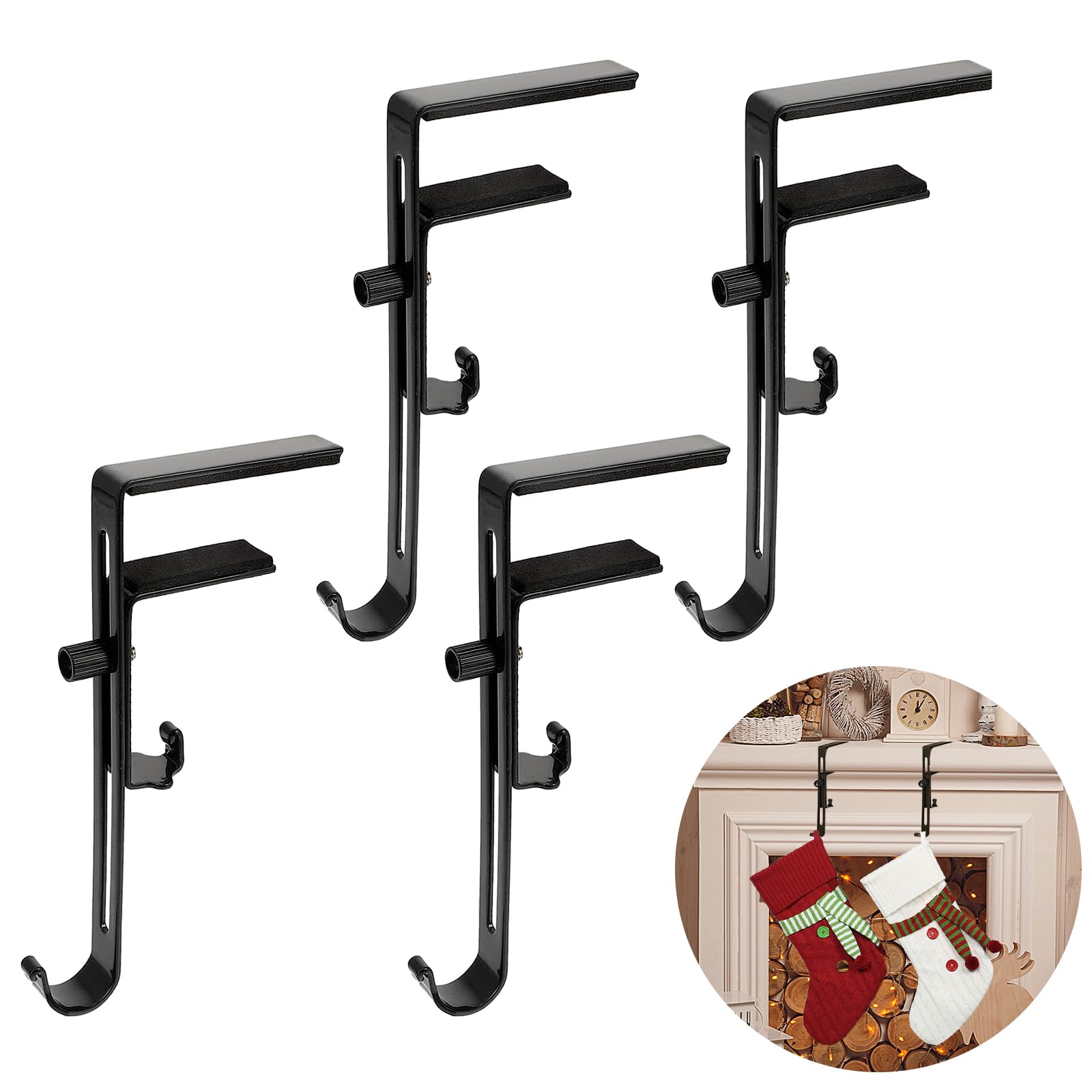 Kungfu Mall Christmas Stocking Hangers for Fireplace, Adjustable Christmas Stocking Hooks, Christmas Stocking Holders, Mantel Hanger Hooks, Christmas Stocking Clips for Christmas Party Decoration