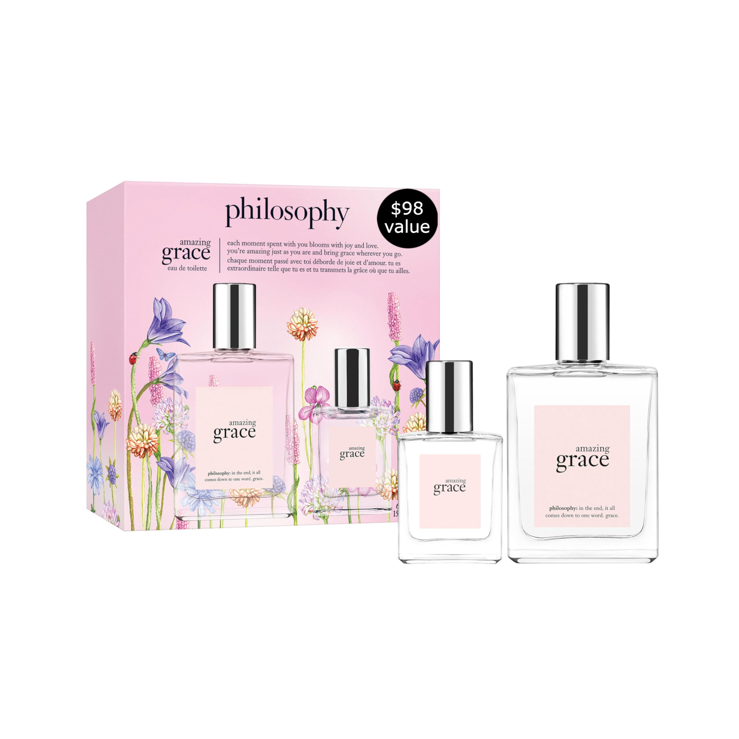 philosophy amazing grace perfume duo gift set- clean & floral women’s perfume – with notes of bergamot, muguet & musk – long lasting fragrance