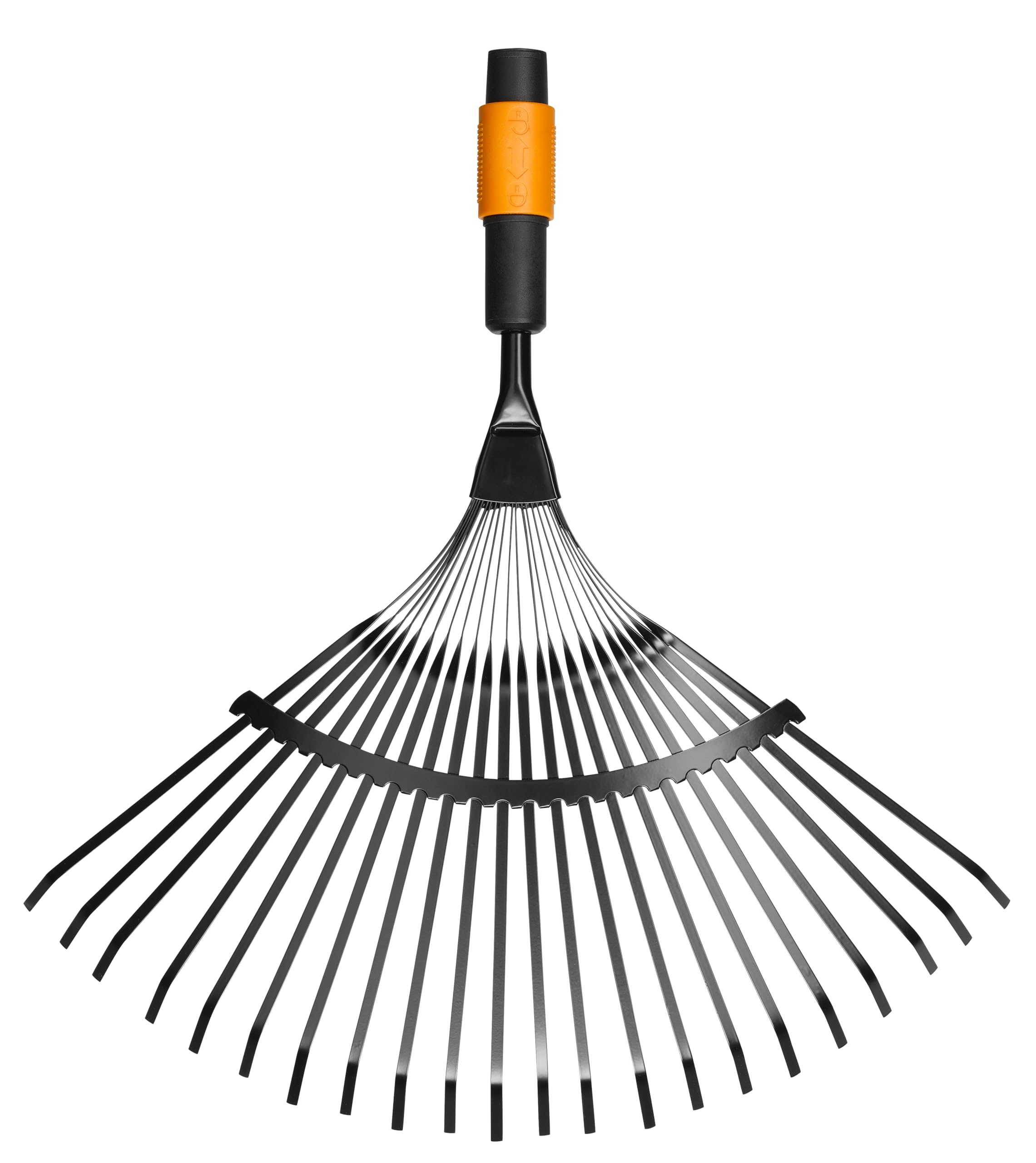 Fiskars fan broom, tool head, with 20 tines, width: 56 cm, steel tines, black/orange, QuikFit, 1000644