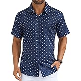 Hardaddy Men's Pattern Short Sleeve Button Down Graphic Printed Business Casual Dress Shirts with Pocket
