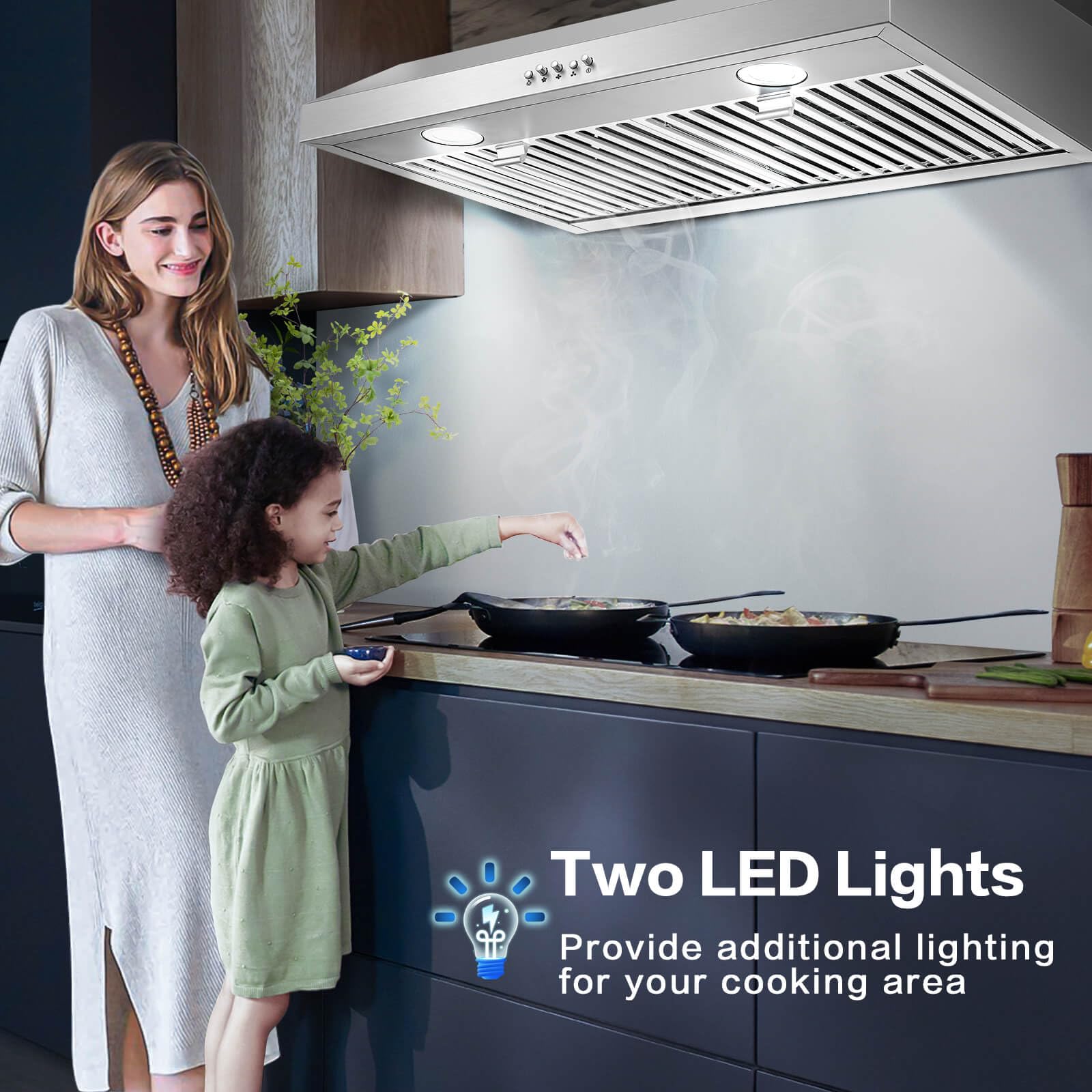 SNDOAS Range Hood 30 inch Under Cabinet,Stainless Steel Ducted/Ductless Range Hood 30 inch,3 Venting Ways Stove Hood,700 CFM Kitchen Vent Hood with 3 Speed Exhaust Fan,Push Button Control