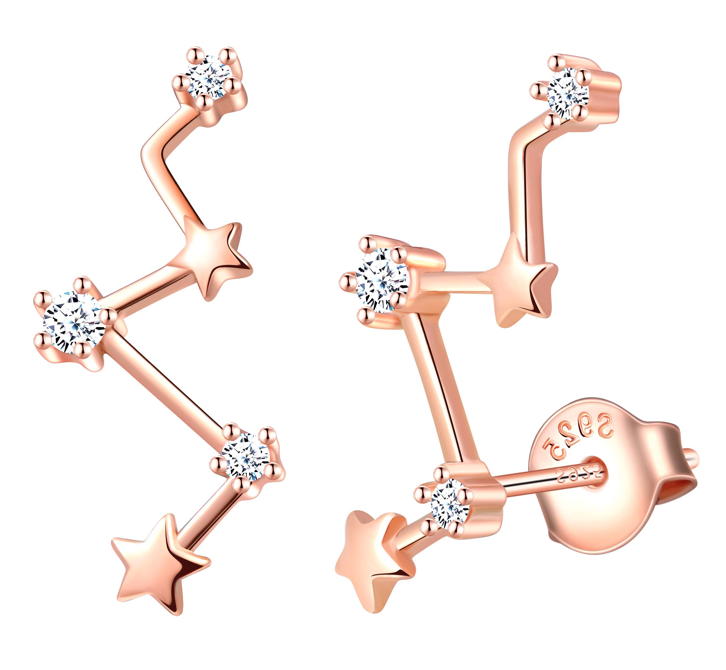 MicLee Woman's girl's Earrings, 925 Sterling silver earrings, Constellation star earrings studs, Inlaid zircon, Shiny and elegant, gift for Birthday, Valentine's Day and Christmas