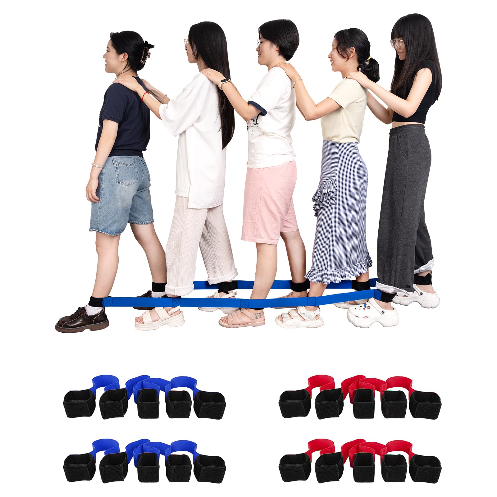 Photo 1 of Three Legged Race Bands, 2 Sets, Team Building, 3 Legged Race Bands, Outdoor Party Group Game for Kid Adult, Cooperative Team Race for Birthday Party, Relay Race, Field Day, Backyard Activity Game
