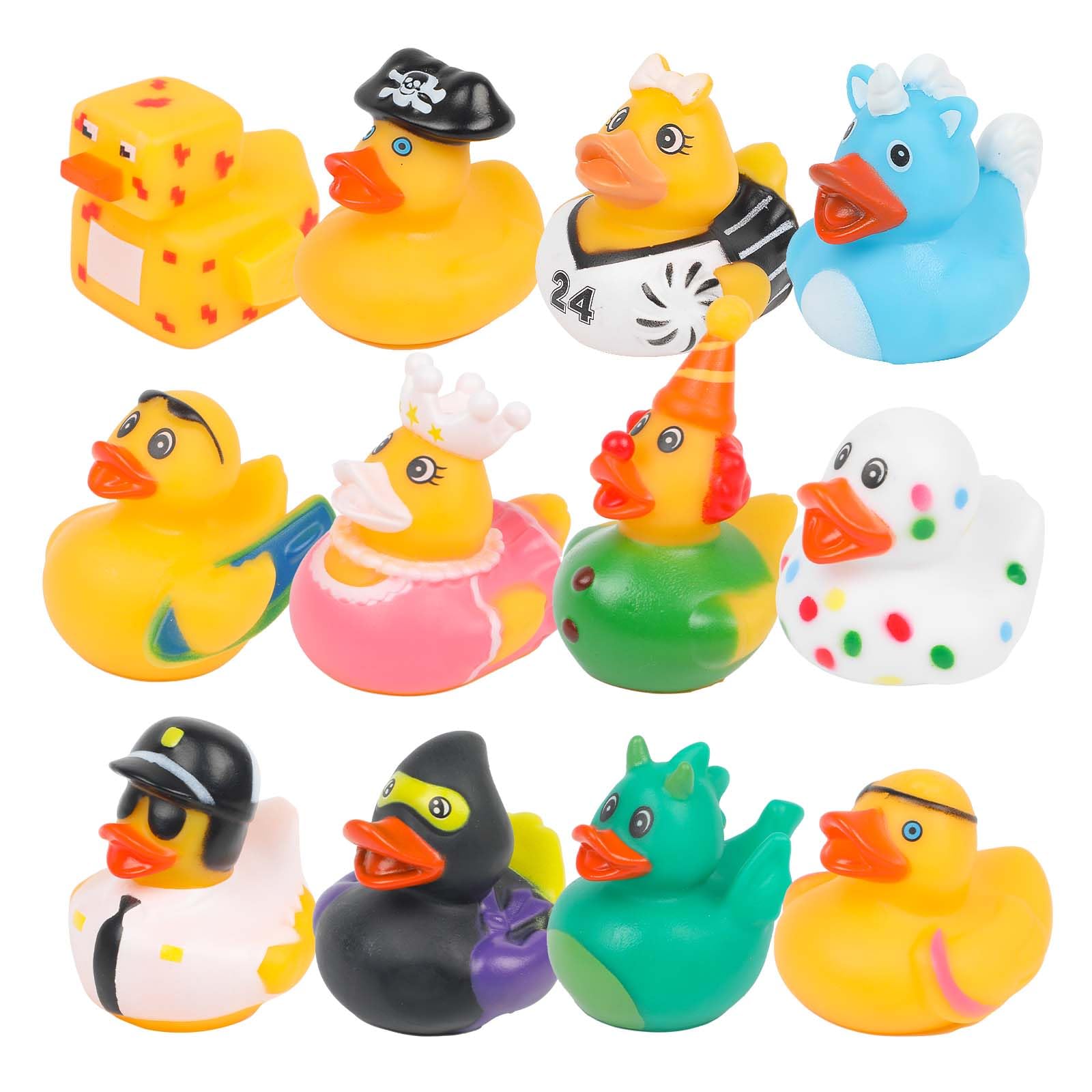VEYLIN 12 Pack Rubber Ducks, Colorful Bath Ducks, Baby Bath Toys, Mini Floating Duck Bath Toys For Party Supplies, Helmets,Motorcycle, Car, Bike Decoration