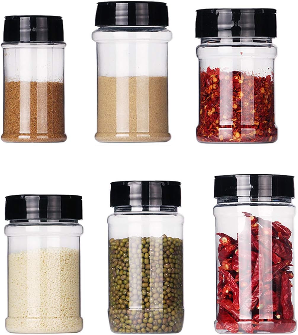 Empty Spice Jars,Yueser 6Pcs Transparent Plastic Empty Spice Bottle
