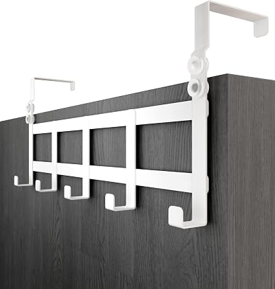 Menz White Over Door Hanger Coat Hooks for 4.1cm & 4.6cm Doors Sturdy Clothes