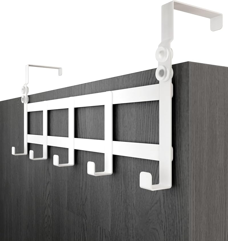 Menz White Over Door Hanger Coat Hooks for 4.1cm & 4.6cm Doors Sturdy Clothes