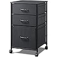 DEVAISE Mobile File Cabinet, Rolling Printer Stand with 3 Drawers, Fabric Vertical Filing Cabinet fits A4 or Letter Size for Home Office, Black