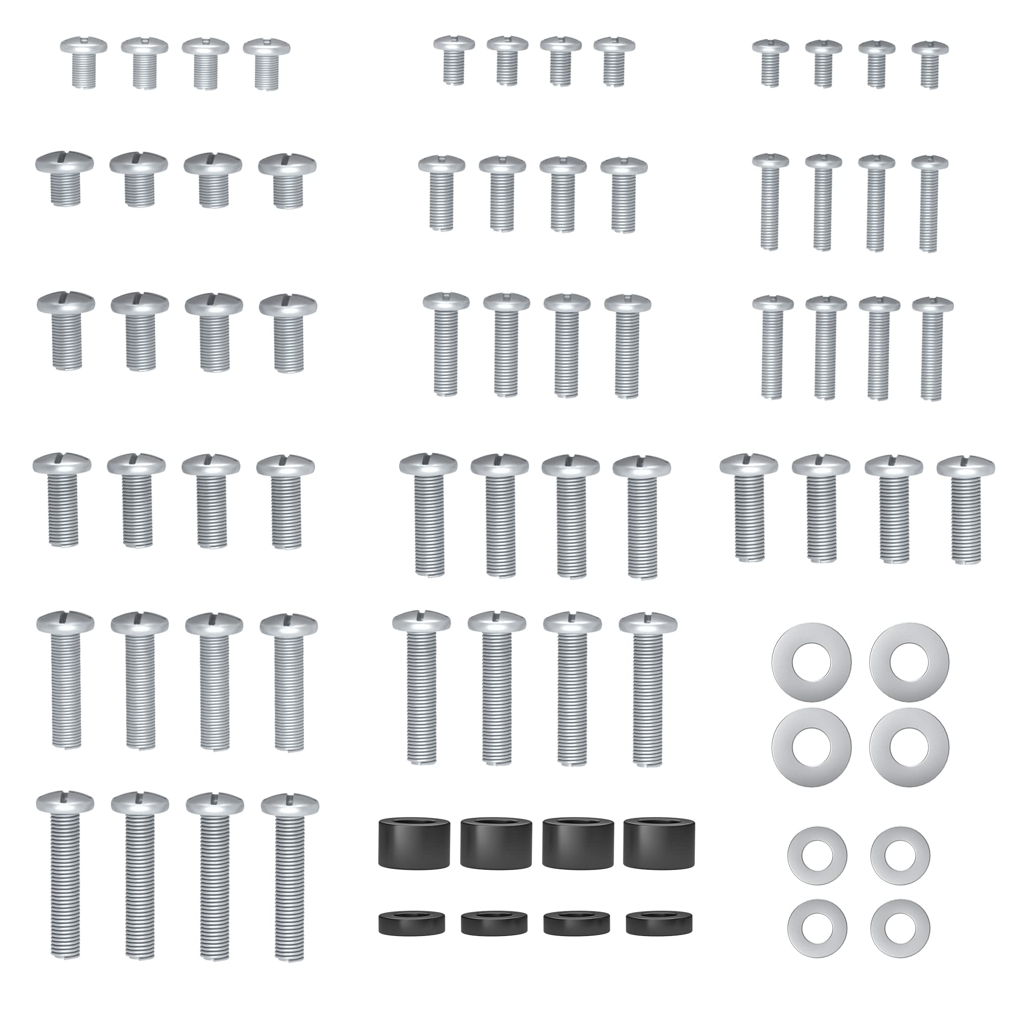 BONTEC Universal TV Mounting Hardware Kit, Compatible with TVs Up to 80 Inch, Includes M4, M5, M6, M8 Screws, Washers & Spacers, Works with TV Wall Bracket, Monitor Stand, VESA Mount, Silver