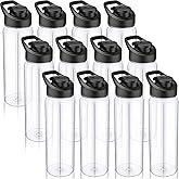 Mimorou 12 Pcs 24 OZ Water Bottles Bulk Reusable Plastic Sports Bottles Pack Portable Sports Water Cups for Adults School Teams Gym Hike Camping Cycling(Clear)