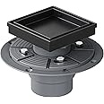 Neodrain 4-Inch Square Shower Drain with Removable Tile Insert Grate, 304 Stainless Steel, Includes Shower Drain Base Hair Strainer, Matte Black