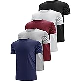Men's Dry Fit Moisture Wicking 3 & 5 Pack Tech Performance Mesh Quick Dry Active Athletic Crew T Shirts