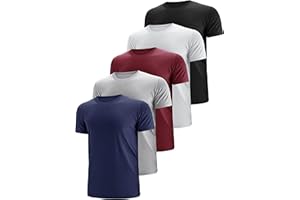 TCHUMUM Men's Dry Fit Moisture Wicking 3 & 5 Pack Tech Performance Mesh Quick Dry Active Athletic Crew T Shirts