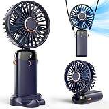 Koonie Portable Handheld Fan 5 Speed 8H Battery Digital Display Dark Blue view 1