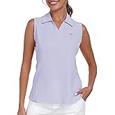 MoFiz Women's Sleeveless Golf Polo Shirts Tennis V Neck UPF 50+ Quick Dry Lightweight Athletic Collared Tank Tops
