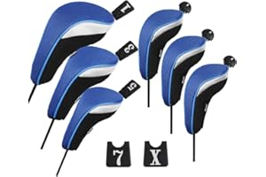 Andux 6pcs/Set Golf Club Head Covers Woods Driver Fairway Hybrid Set (3 Hybrids + 3 Woods)