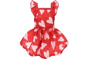 Fitwarm Valentines Day Sweet Heart Dog Dress, Dog Holiday Outfit, Dog Clothes for Small Dogs Girl, Pet Cat Apparel, Red, Pink, Small